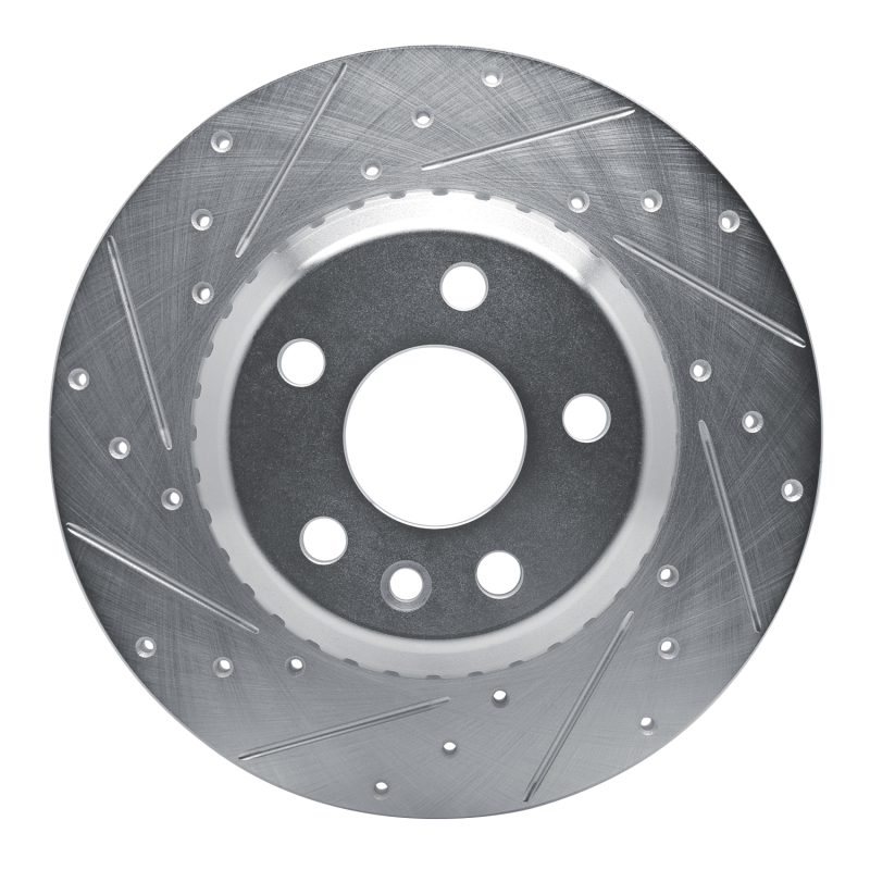 Jaguar E-Pace Brake Rotor (1) - Rear Left - R1 Concepts - Drilled & Slotted - Silver - `20-`22